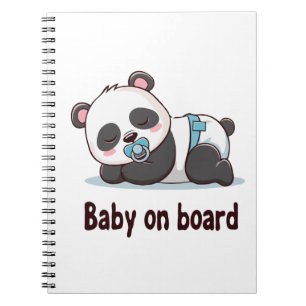 Carnet Autocollant de voiture "Bébé à bord" Panda endormi