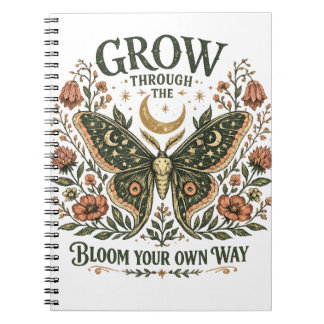 Carnet Autocollant floral de papillon de nuit céleste