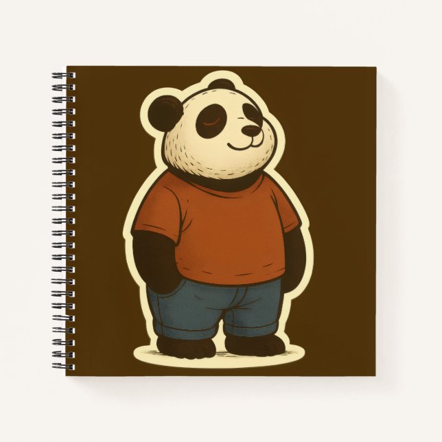 Carnet Autocollant Zen Panda – Ours de dessin animé déten (Devant)