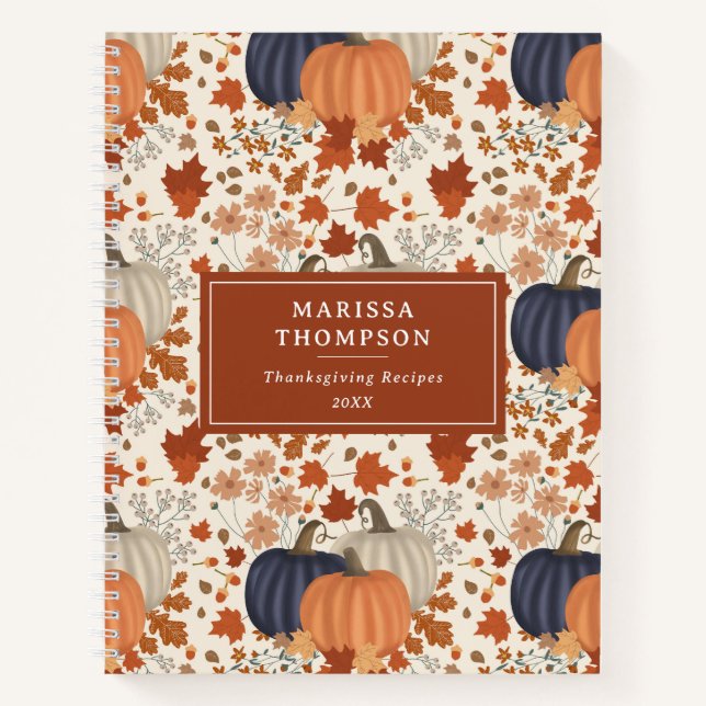 Carnet Automne Automne Citrouille Fleur sauvage Thanksgiv (Devant)