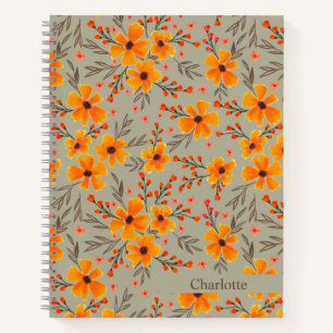 Carnet Automne Automne Floral Motif Sage Vert