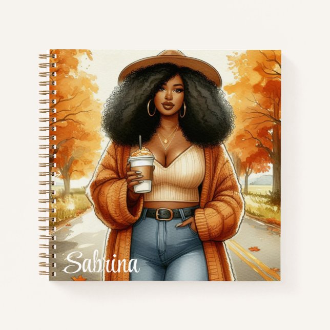 Carnet Automne Chic Africain Américain Femme | Automne (Devant)