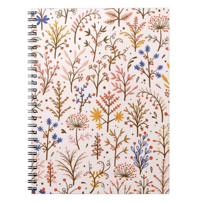 Carnet Automne Floral Motif sans couture. Doodle Plante,  (Devant)