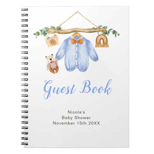 Carnet Autumn Fall Clothe Line Boy Baby Shower Guest Book (Devant)