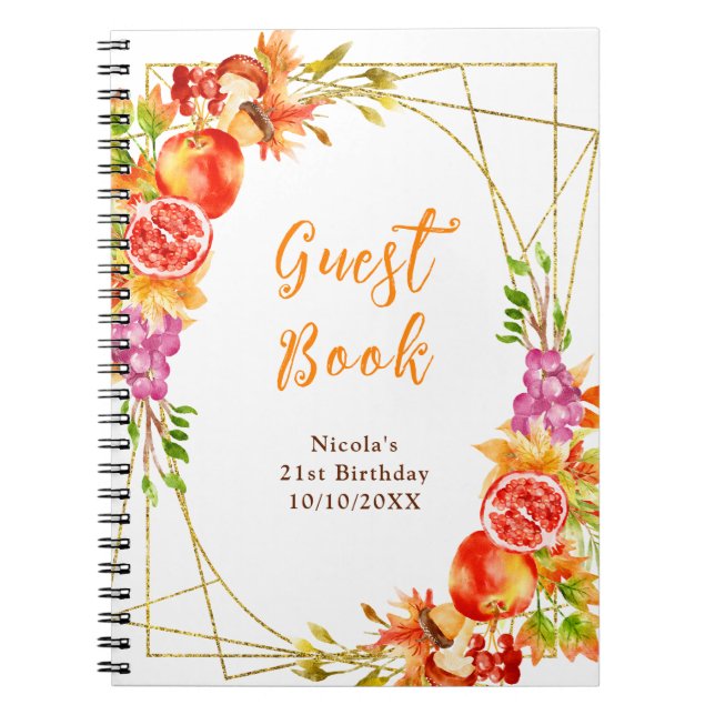 Carnet Autumn Fall Harvest Birthday Guest Book (Devant)