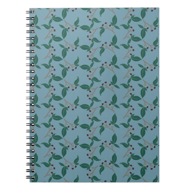 Carnet Autumn Fall Notebook with blackberry pattern (Devant)