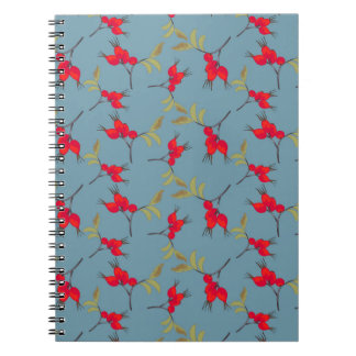 Carnet Autumn Fall Notebook with rosehip pattern