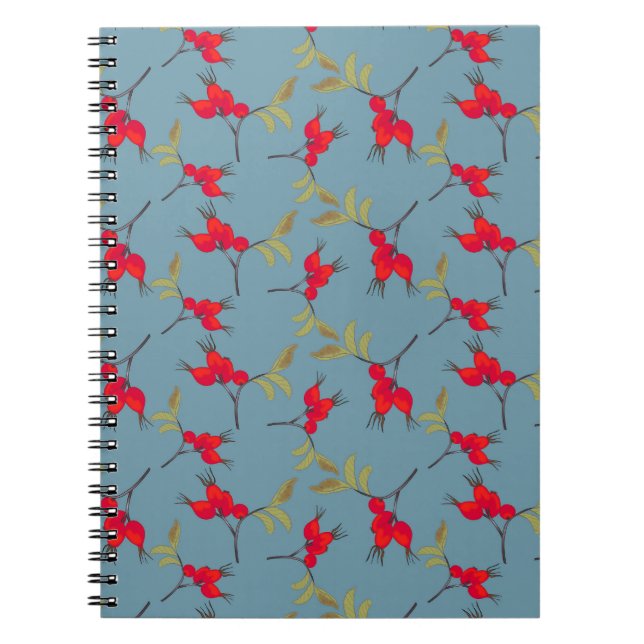Carnet Autumn Fall Notebook with rosehip pattern (Devant)