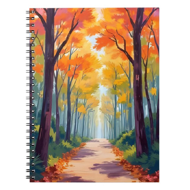 Carnet Autumn Path Fall Foliage Painting (Devant)