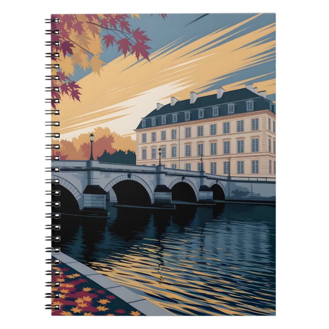Carnet Autumn Riverside European City Illustration Art (Devant)