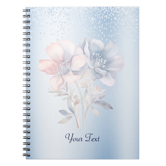 Carnet aux fleurs rose bleue (Devant)