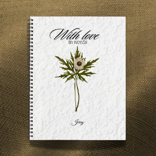 Carnet Avec amour en mots floral séché personnalisé