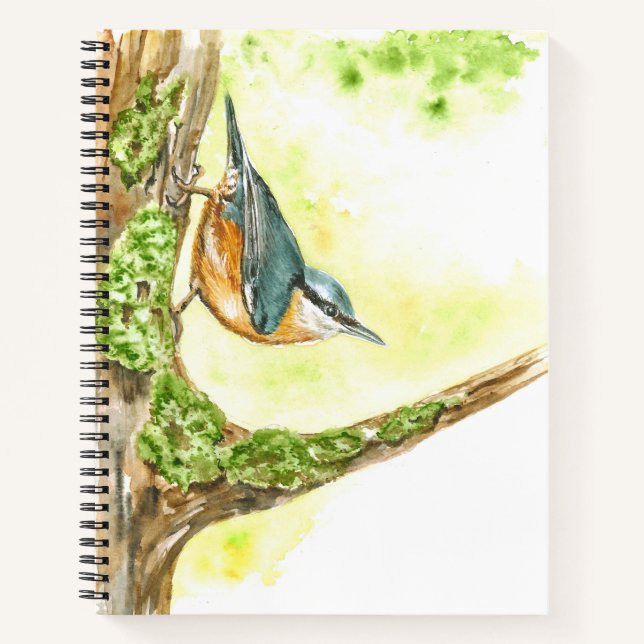 Carnet avec aquarelle Nuthatch (Devant)