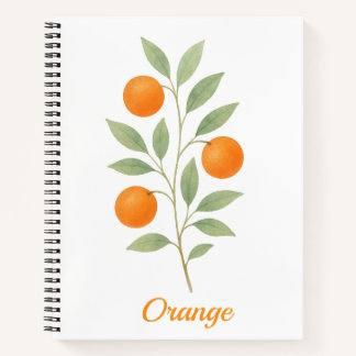 Carnet avec branche orange aquarelle avec feuilles