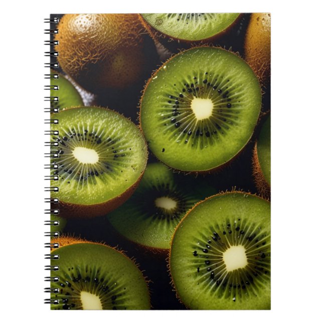 Carnet avec design de fruits Kiwi - Vert vif (Devant)