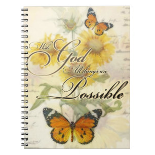Carnet Avec Dieu des tournesols et des papillons