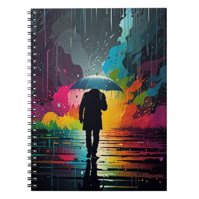 Carnet avec scène de pluie vibrante (Devant)