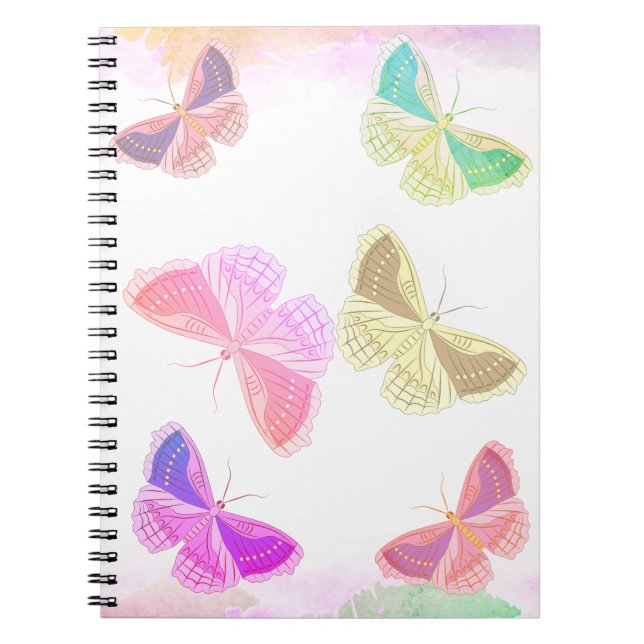 Carnet avec six papillons de différentes couleurs (Devant)