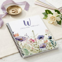 Avenir Mme Monogramme Élégant Fleur Sauvage Violet