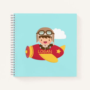 Carnet Aventure d'avion d'aviateur mignon personnalisée p