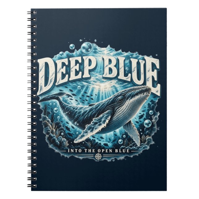 Carnet Aventure de baleine BLEU PROFOND Océan  (Devant)