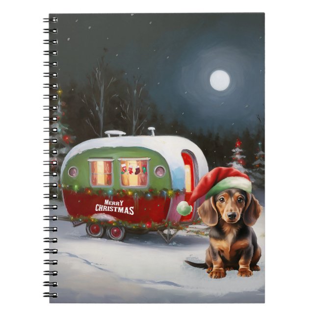 Carnet Aventure de Noël de la caravane de Dachshund d'hiv (Devant)