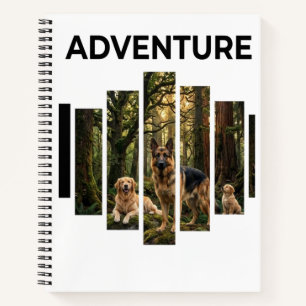 Carnet Aventure en forêt avec Berger allemand et Retrieve