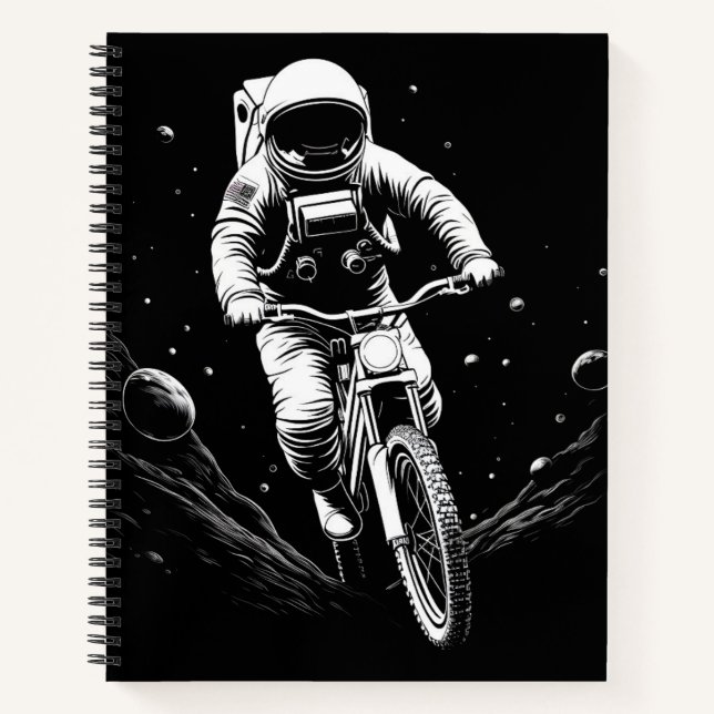 Carnet Aventure spatiale en vélo d'astronaute cosmique (Devant)