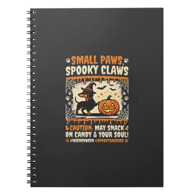 Carnet Avertissement de chien de Dachshund d'Halloween ef (Devant)