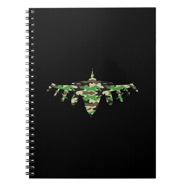Carnet Avion de chasse camouflage avion de combat silhoue (Devant)