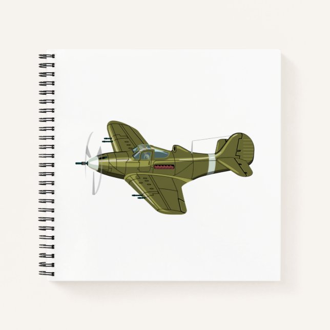 Carnet Avion de chasseur rétro-dessiné (Devant)