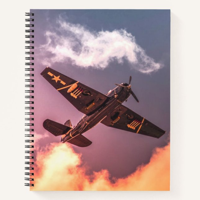 Carnet Avion vintage magnifique ciel (Devant)