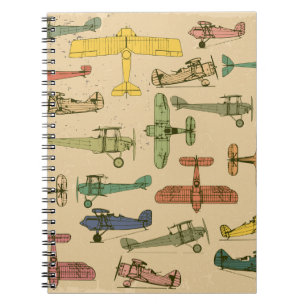 Carnet Avions rétro : Motif Vintage fissuré.