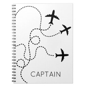 Carnet Avions Volant Coeur Capitaine NOM Aviation Fun N