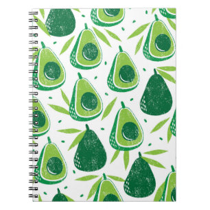 Carnet Avocado, timbre texturé, motif transparent.