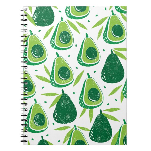 Carnet Avocado, timbre texturé, motif transparent. (Devant)