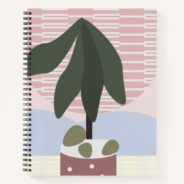Carnet Avocado Tree Blush Géométrique Atténué  (Devant)