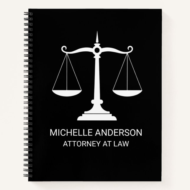 Carnet Avocat professionnel juriste noir et blanc (Devant)