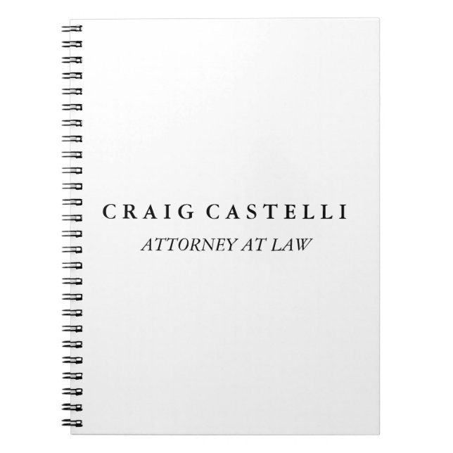 Carnet Avocat unique Black White Business (Devant)