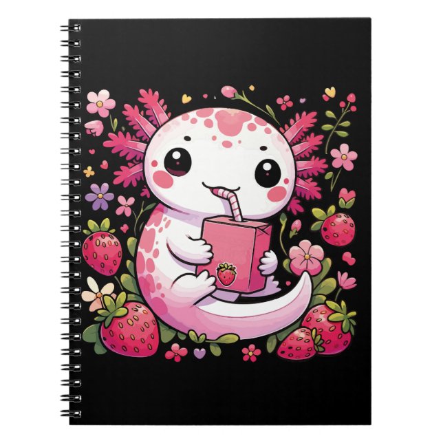 Carnet Axolotl Boire du lait de fraise japonais (Devant)