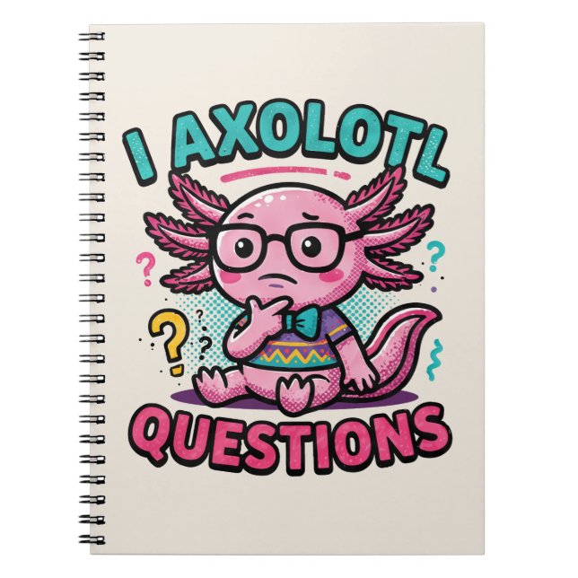 Carnet Axolotl nerd mignon Je Axolotl Questions Points d' (Devant)