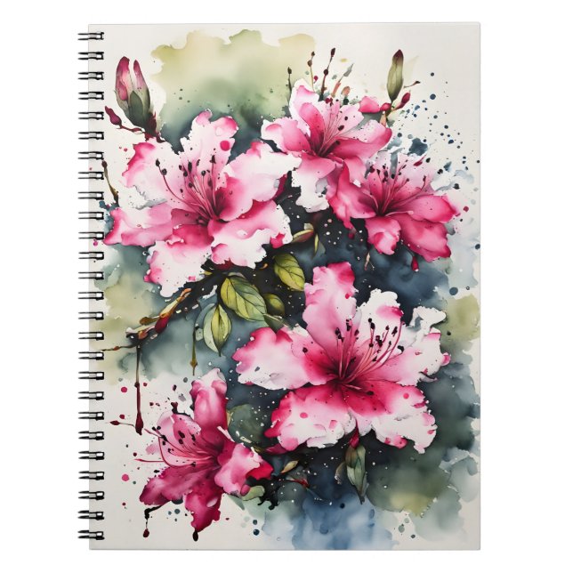 Carnet Azalée - Fleurs aquarelle (Devant)