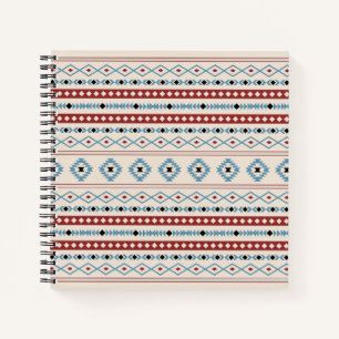Carnet Aztec Blue Red Black Cream Mixte Motifs Motif