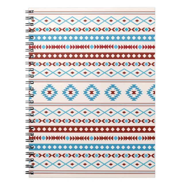 Carnet Aztec Blues Crème Rouge Motifs Mixtes Motif (Devant)