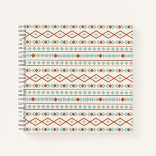 Carnet Aztec Formes Motif rouille crème Turquoise