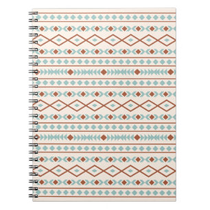 Carnet Aztec Formes Motif rouille crème Turquoise
