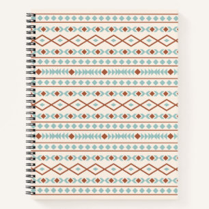 Carnet Aztec Formes Motif rouille crème Turquoise