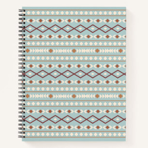 Carnet Aztec Formes Motif Rusts Crème Turquoise-Bleu