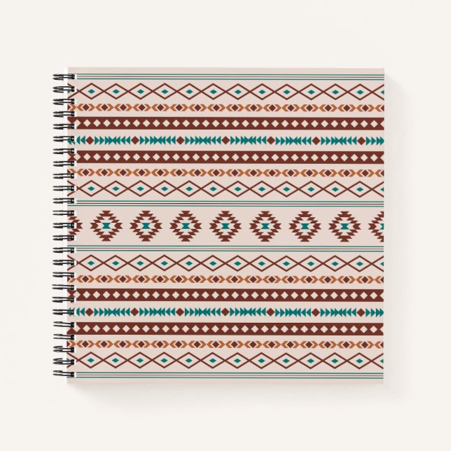 Carnet Aztec Rusts Crème Turquoise Motifs Mixtes V Motif (Devant)