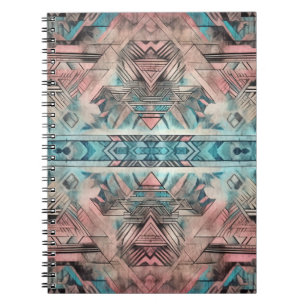 Carnet Aztec Sud-Ouest Pastel Rose Et Bleu